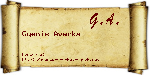 Gyenis Avarka névjegykártya